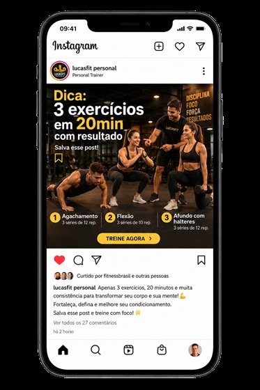 Exemplo de post de Dica para academia criado pelo GERA