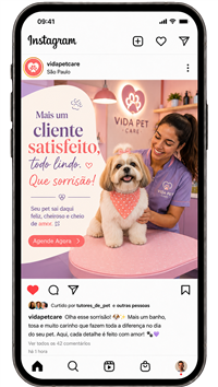 Post do GERA no Instagram de um pet shop, criado e publicado automaticamente