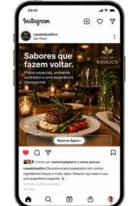 Post no Instagram criado e publicado automaticamente pelo GERA para um restaurante